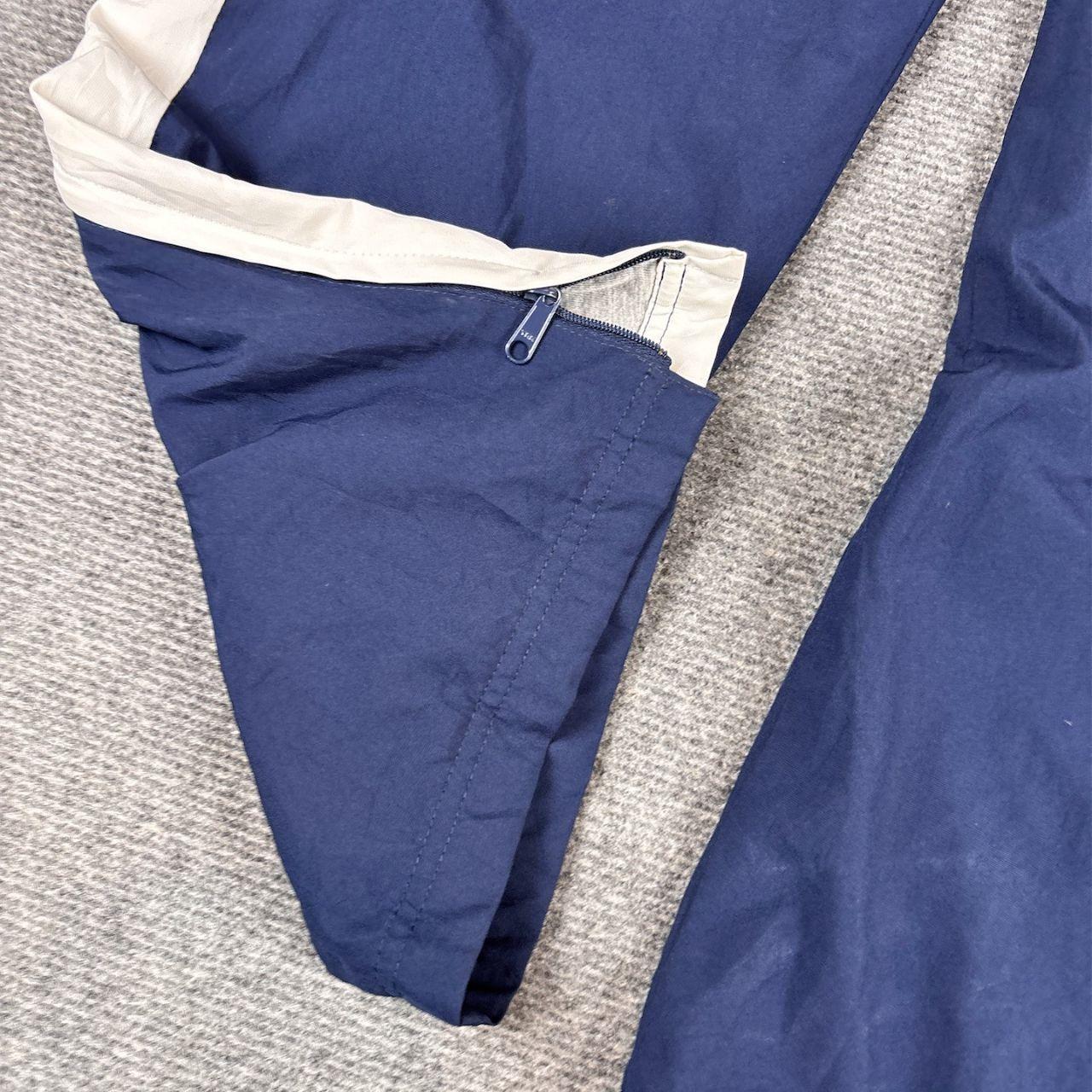 Vintage Y2K Nike Track Pants Women's S Navy Blue White Wide Leg Ankle Zips