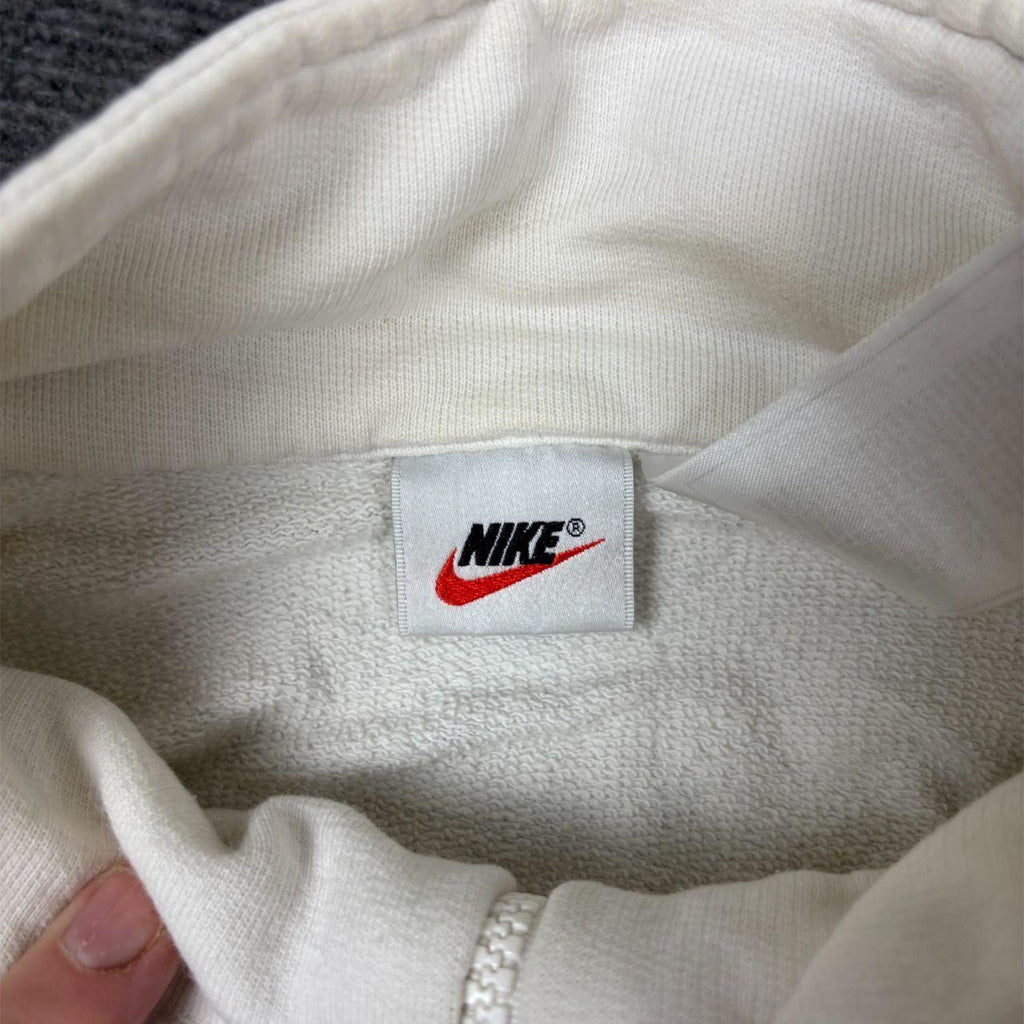 Vintage 90s Nike Court Jumper Size XL White Large Back Logo Black Swoosh Full Zip Sweatshirt