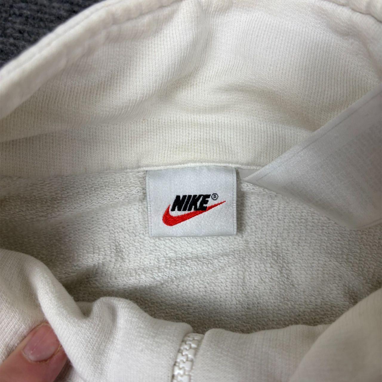 Vintage 90s Nike Court Jumper Size XL White Large Back Logo Black Swoosh Full Zip Sweatshirt