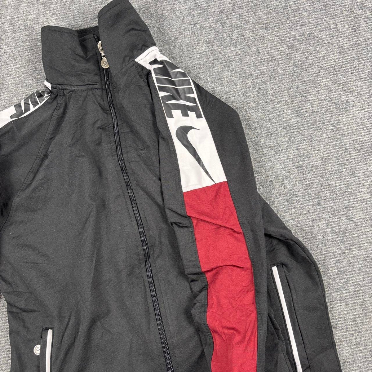 2000s Nike Jacket Women's XS Black Arm Tape Logo Full Zip