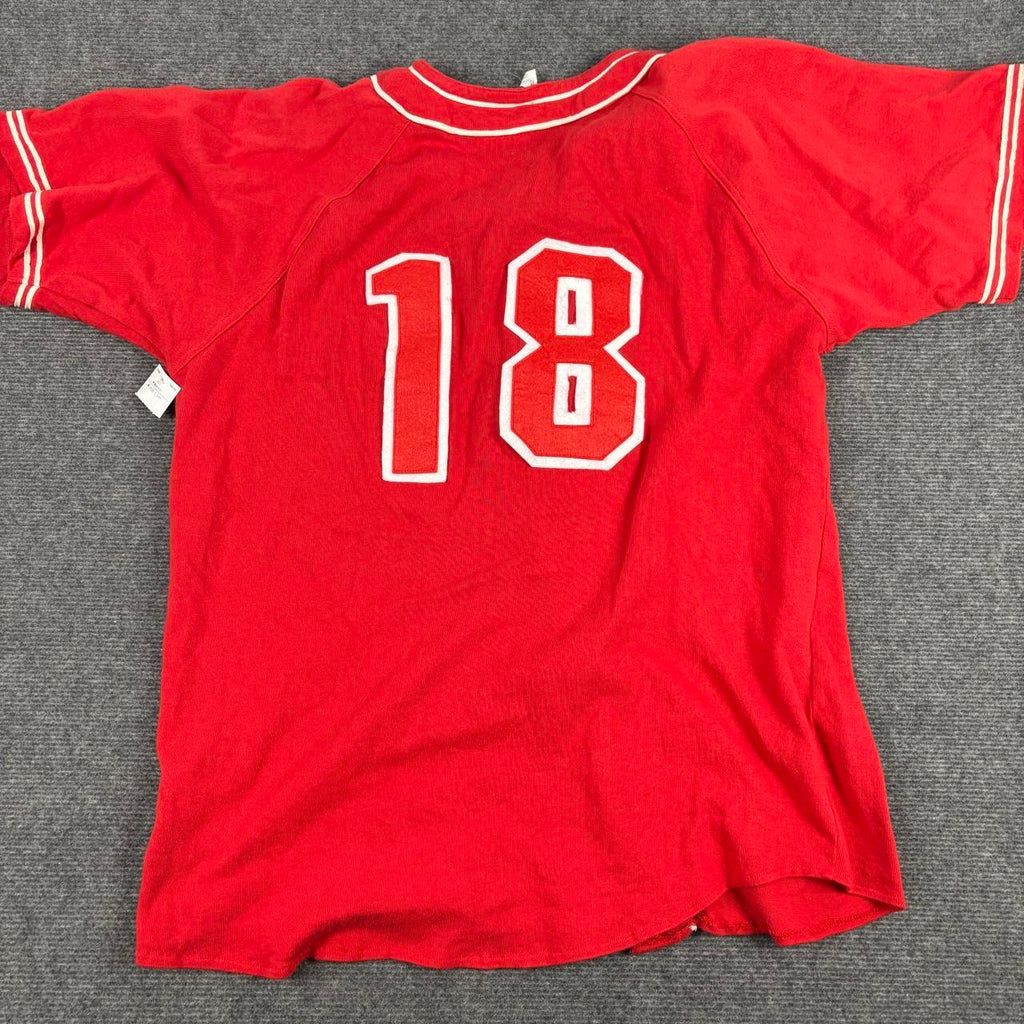 Detroit Tigers 80s Baseball Jersey Men's Large Red White Button Up