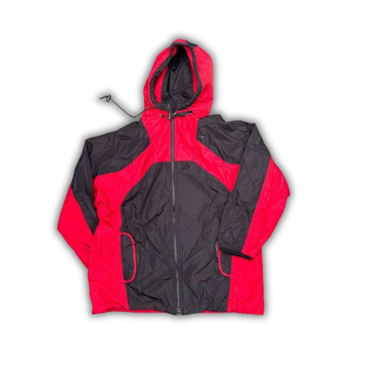 Vintage 90s Nike Jacket Womens M Red Black Swoosh Nylon Windbreaker