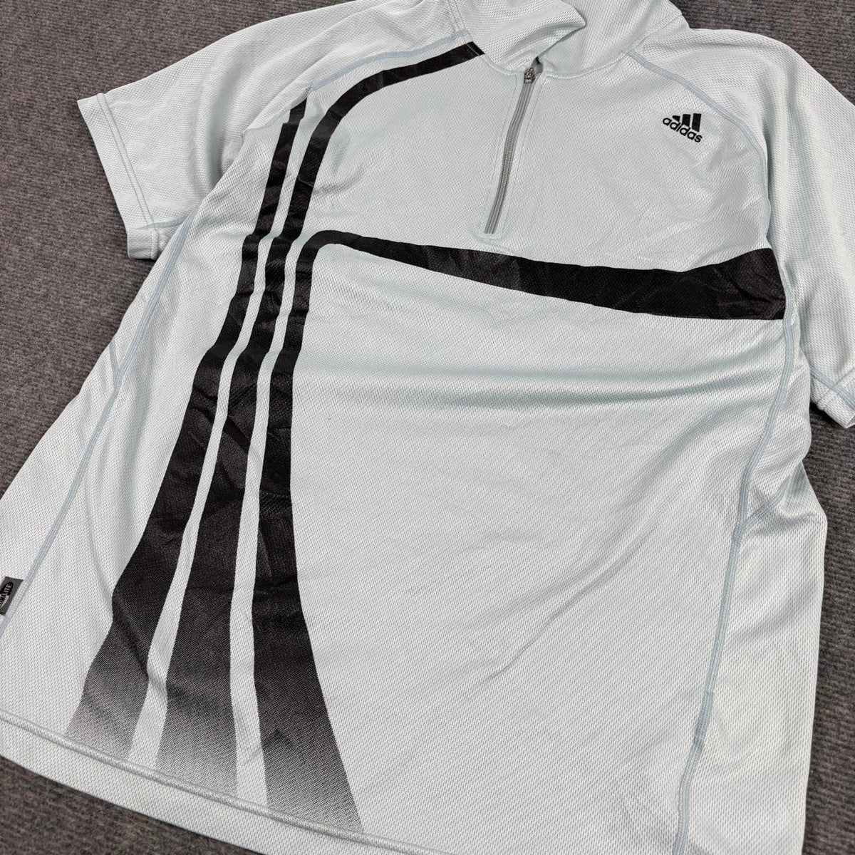 Vintage y2k Adidas 1/4 Zip Jersey Men's Medium Blue Activewear T-shirt