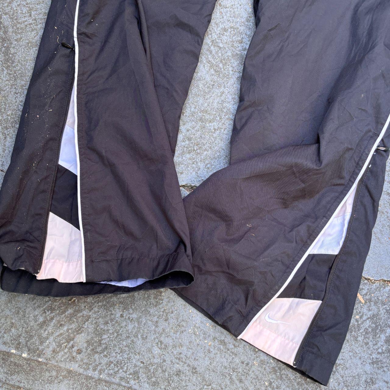 Vintage Y2K Nike Track Pants Women’s Size XL Black White Piping Pink Zip Wide Leg