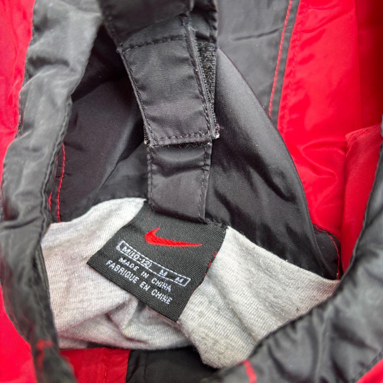 Vintage 90s Nike Jacket Womens M Red Black Swoosh Nylon Windbreaker