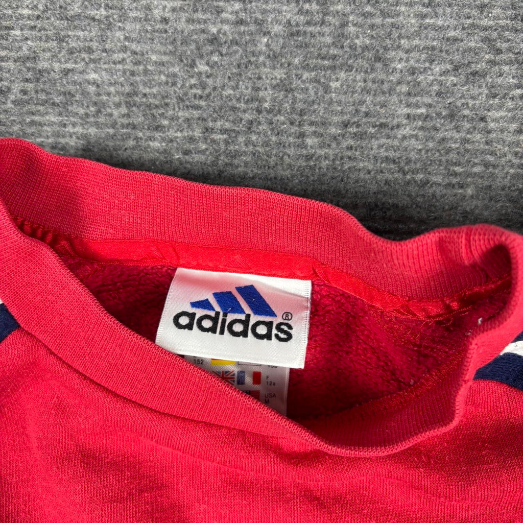Vintage y2k Adidas FC Bayern Jumper Women's Small Red White Football Club Sweatshirt