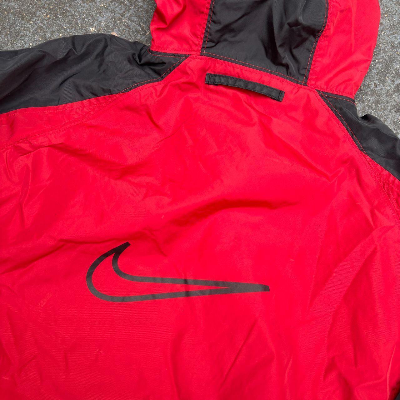 Vintage 90s Nike Jacket Womens M Red Black Swoosh Nylon Windbreaker