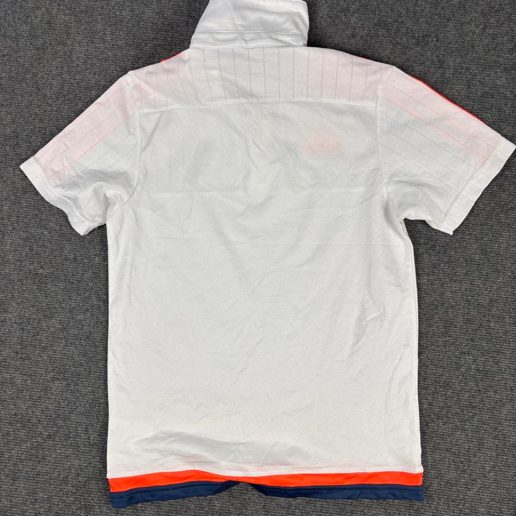 y2k Adidas Climalite Polo Shirt Women's Small White Orange Petite Activewear