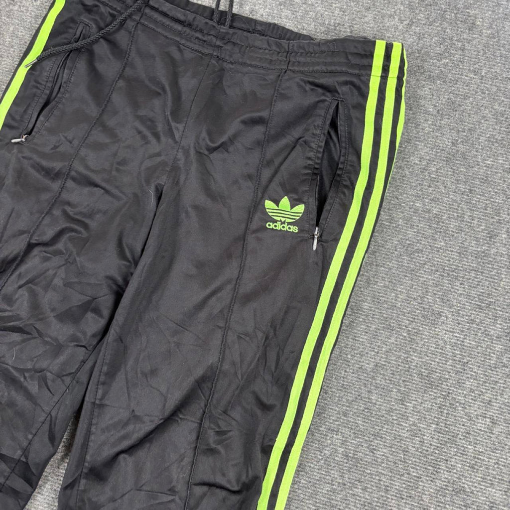 Adidas 3 Stripe Track Pants Women's Small Black Green Classic Joggers