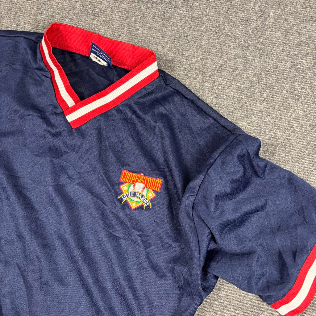 Vintage Cooperstown Little League Baseball Jersey Men's Medium Navy Satin Style