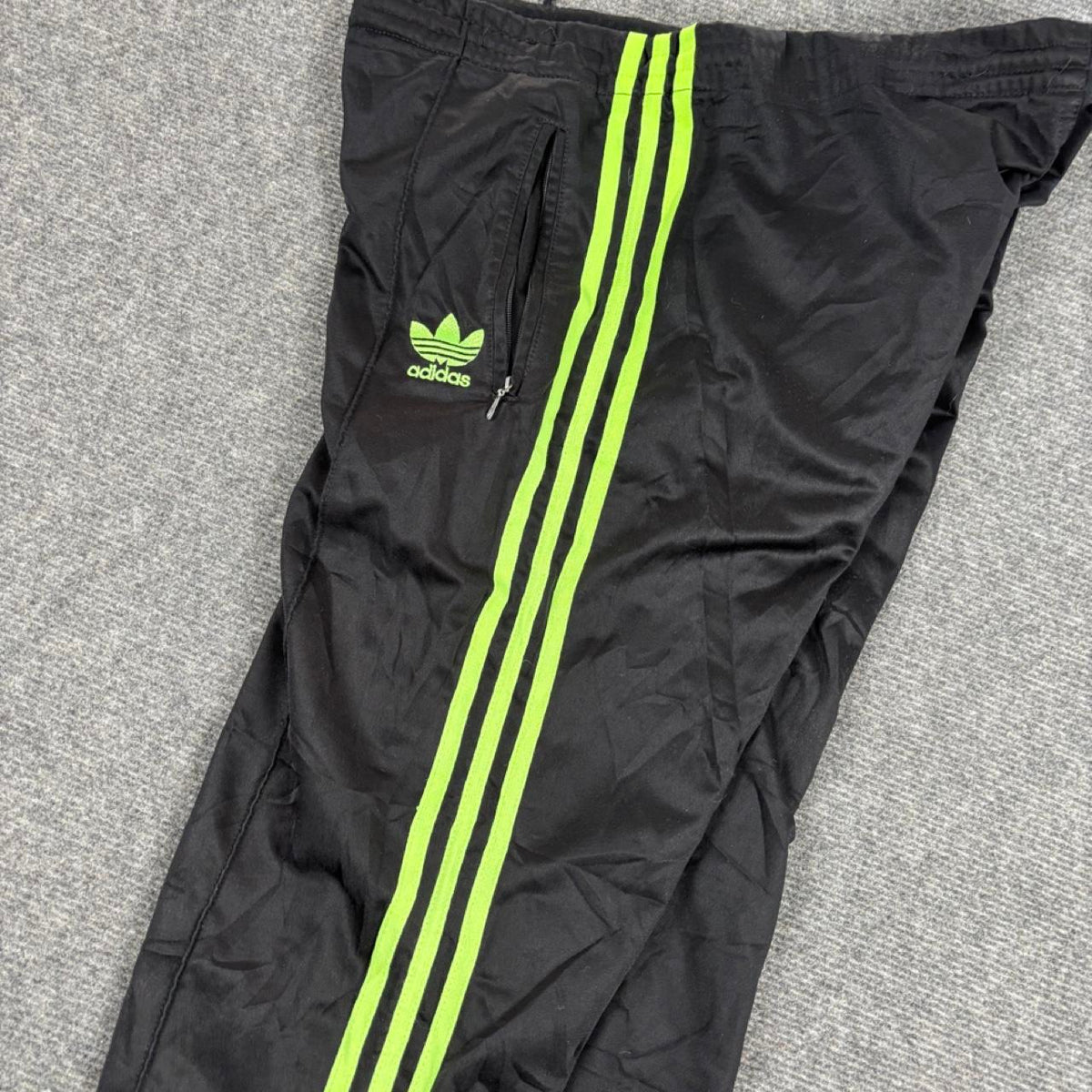 Adidas 3 Stripe Track Pants Women's Small Black Green Classic Joggers