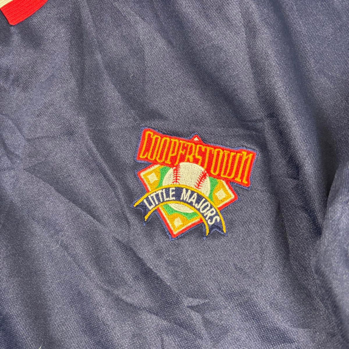 Vintage Cooperstown Little League Baseball Jersey Men's Medium Navy Satin Style