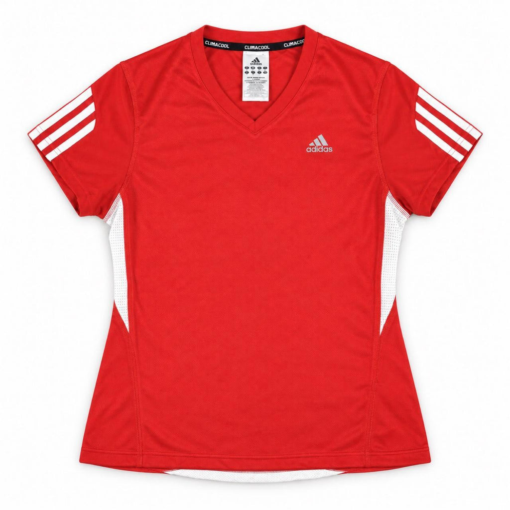 Adidas Climacool V-neck Jersey Women's Small Red White Activewear Japanese Stock