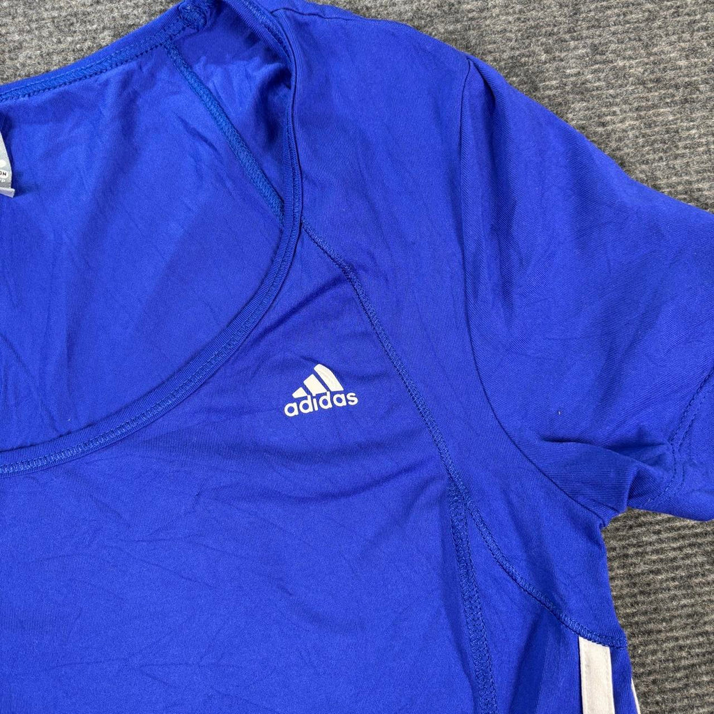 Vintage Y2K Adidas Activewear Top Women's Small Blue Scoop Neck T-shirt