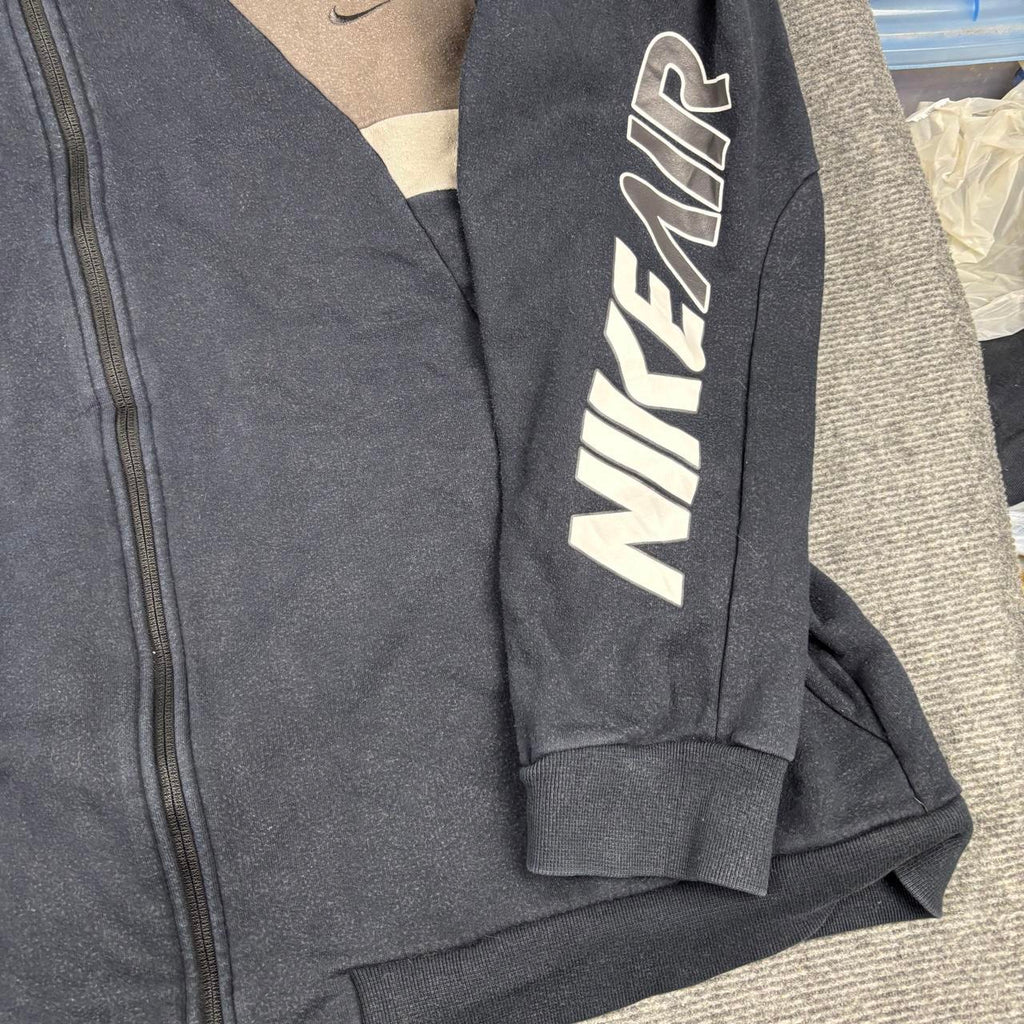 Vintage Y2K Nike Air Hoodie Men's XL Navy Swoosh Spell Out Logo Full Zip