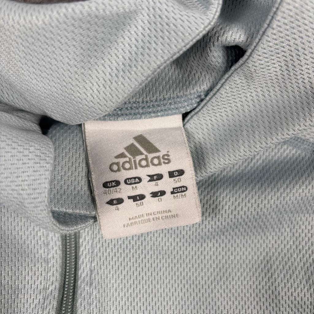 Vintage y2k Adidas 1/4 Zip Jersey Men's Medium Blue Activewear T-shirt