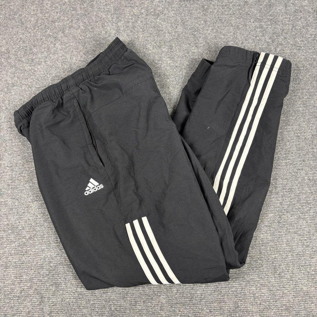 Adidas Track Pants Size M Black White 3 Stripe Classic Windbreakers
