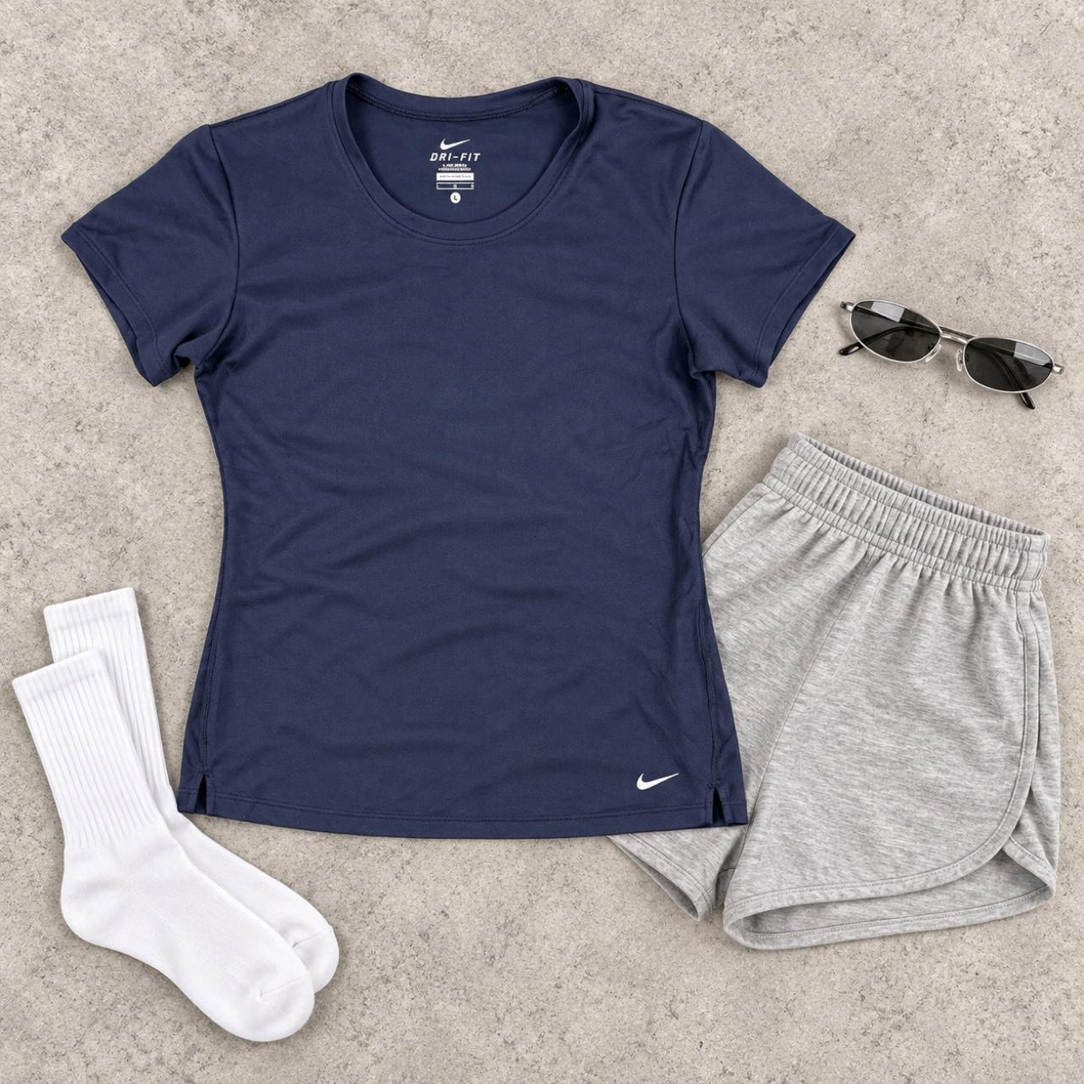 Nike Dri-Fit Scoop Neck Top Women's Small Navy Activewear T-shirt