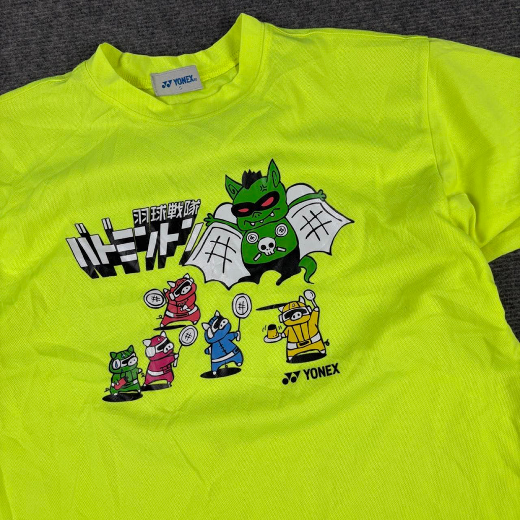 Yonex Badminton T-shirt Men's Small Fluro Yellow Anime Graphic Japanese Activewear