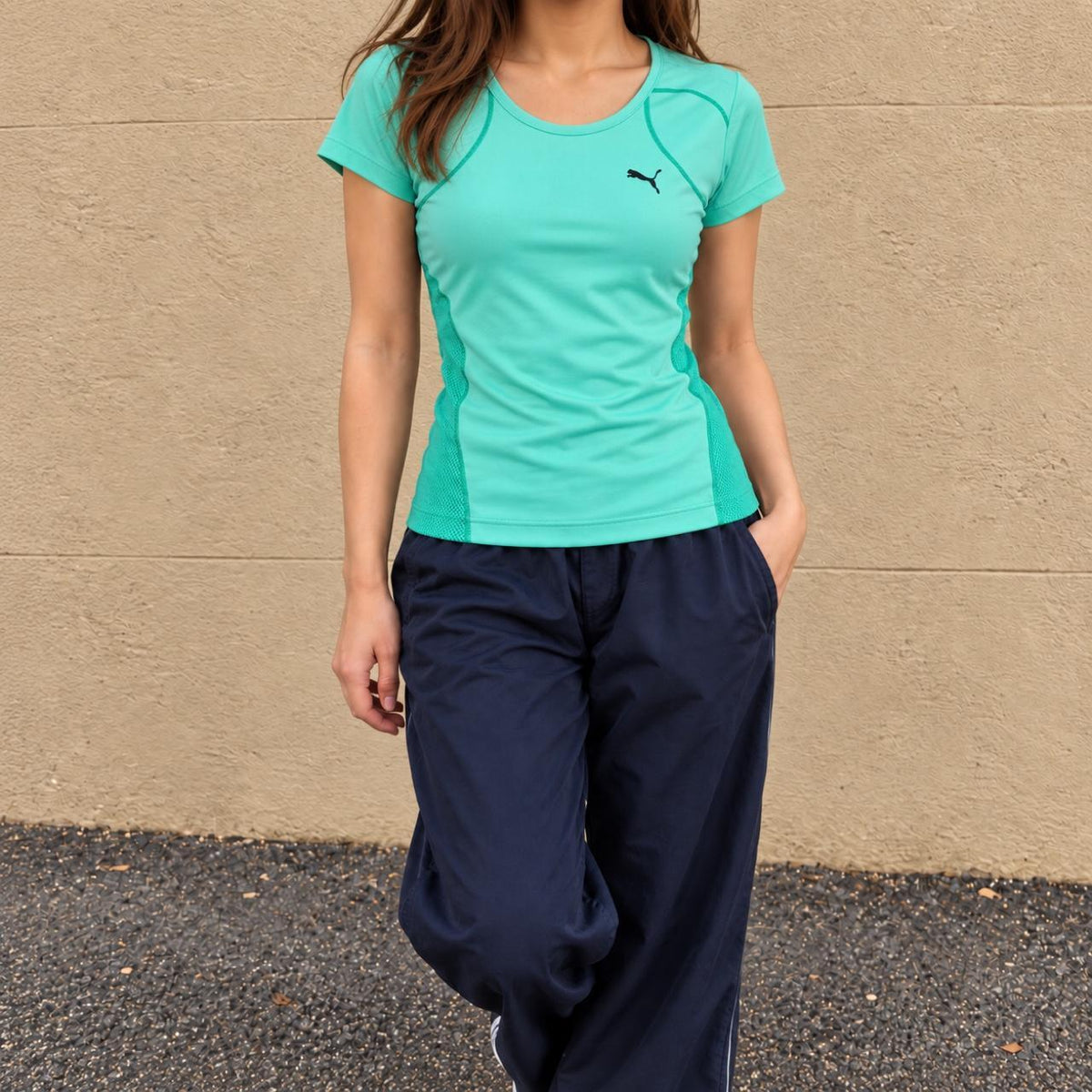 Puma Activewear Top Women's XS Green Cool Cell Japan Stock y2k Style