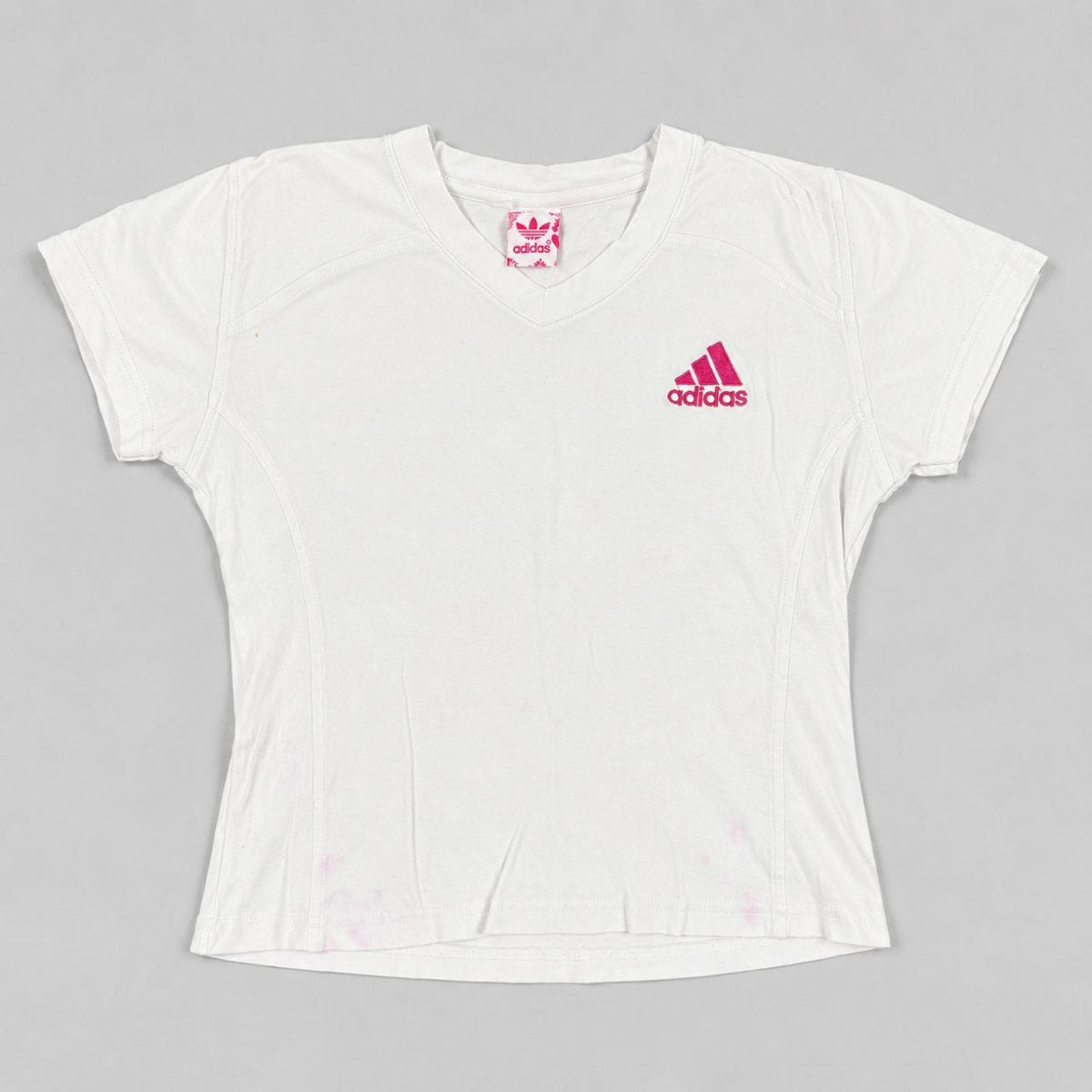 y2k style Adidas Cropped baby Tee Women's XS White Pink Activewear Top