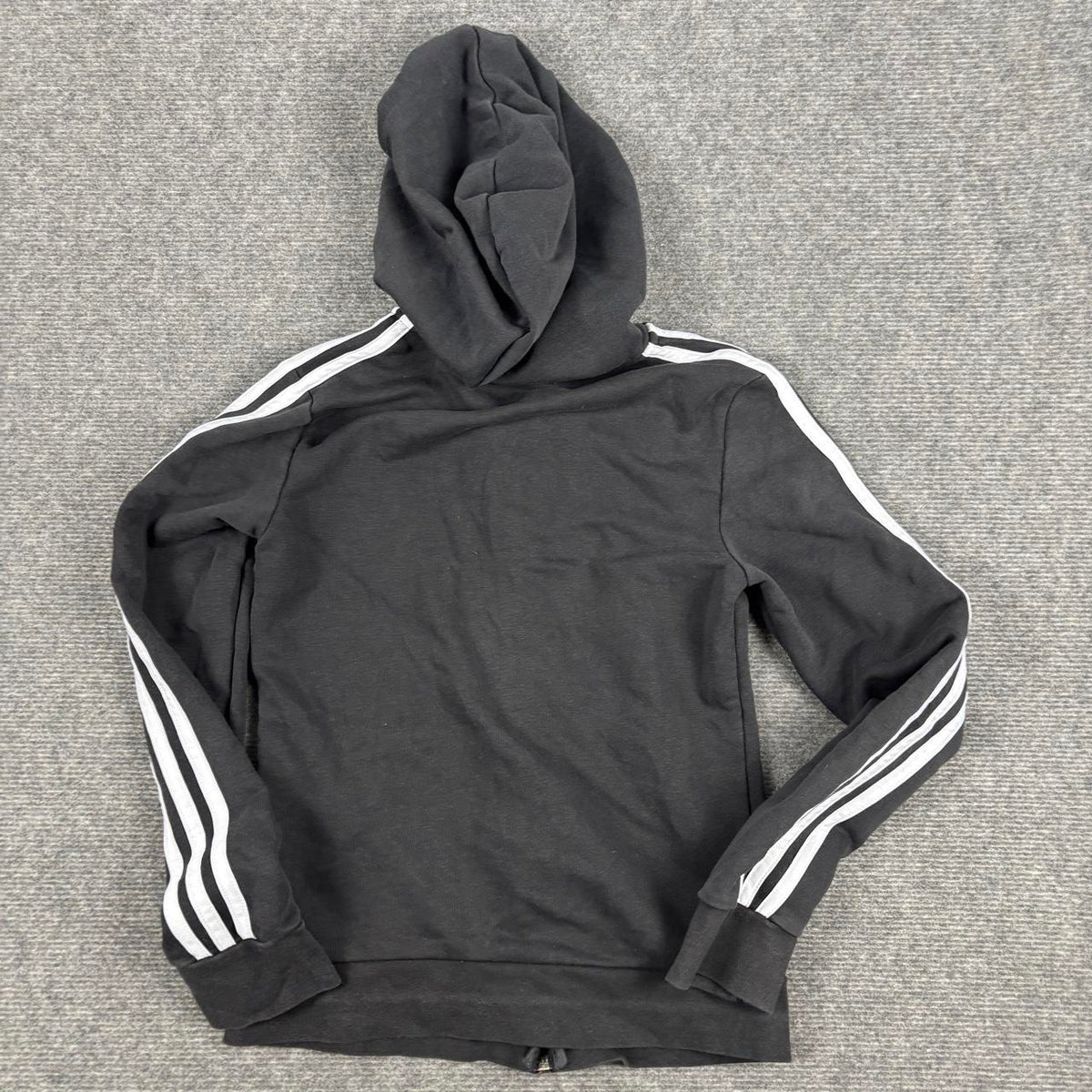 Adidas Hoodie Women's XS Black White 3 Stripe Full Zip Jumper