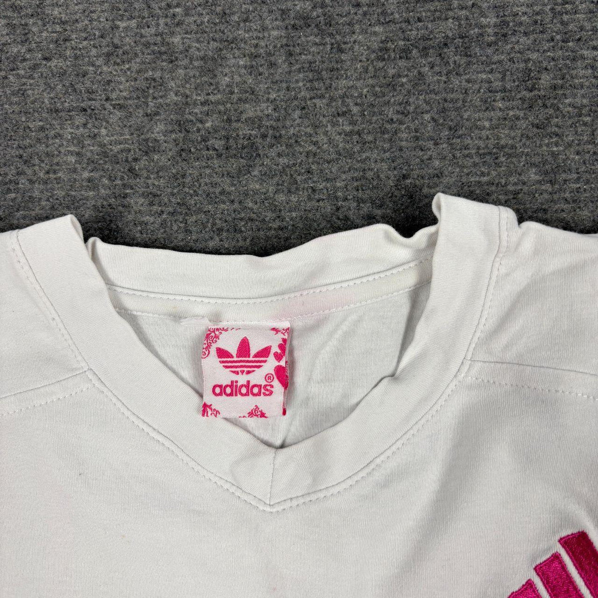 y2k style Adidas Cropped baby Tee Women's XS White Pink Activewear Top