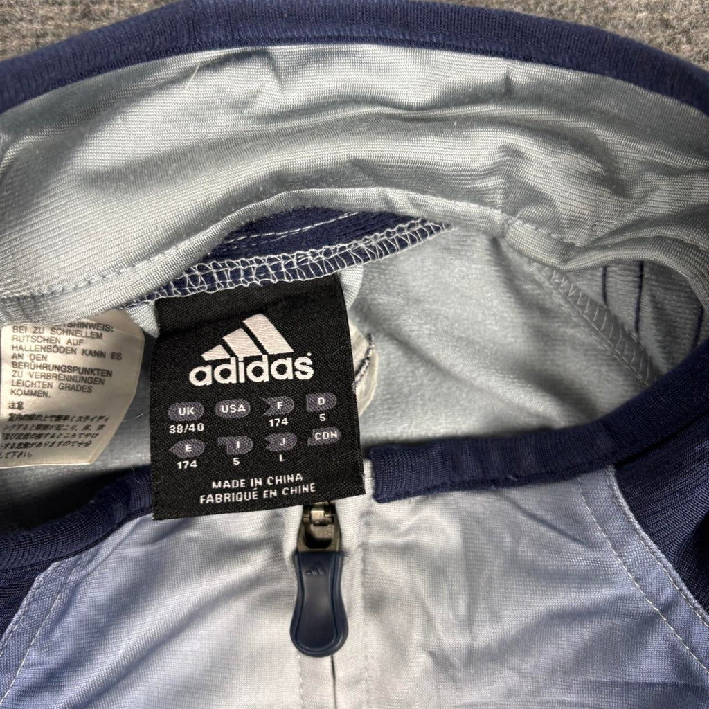 Vintage y2k Adidas Football Men's Large Blue Grey Gradient Full Zip