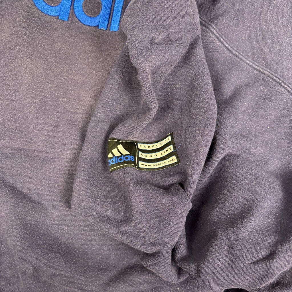 Vintage 90s Adidas Jumper Size XL Navy Large Front Graphic Faded Sweatshirt