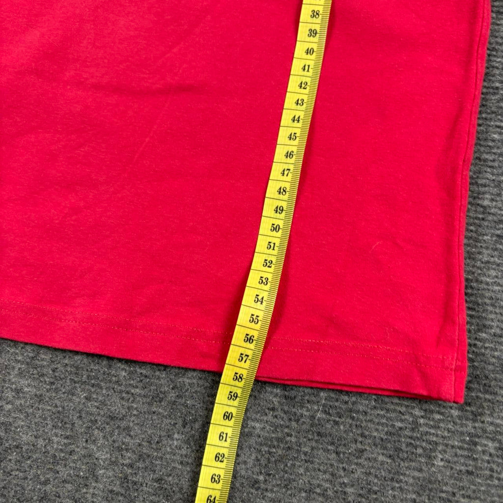 y2k Hilfiger Denim V-neck Top Women's Small Red Stretch T-shirt