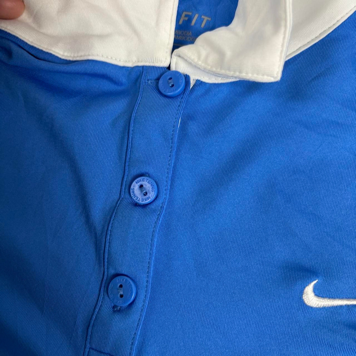 Vintage Nike Court Dri-Fit Polo Women's Small Blue White 3 Button Activewear Top
