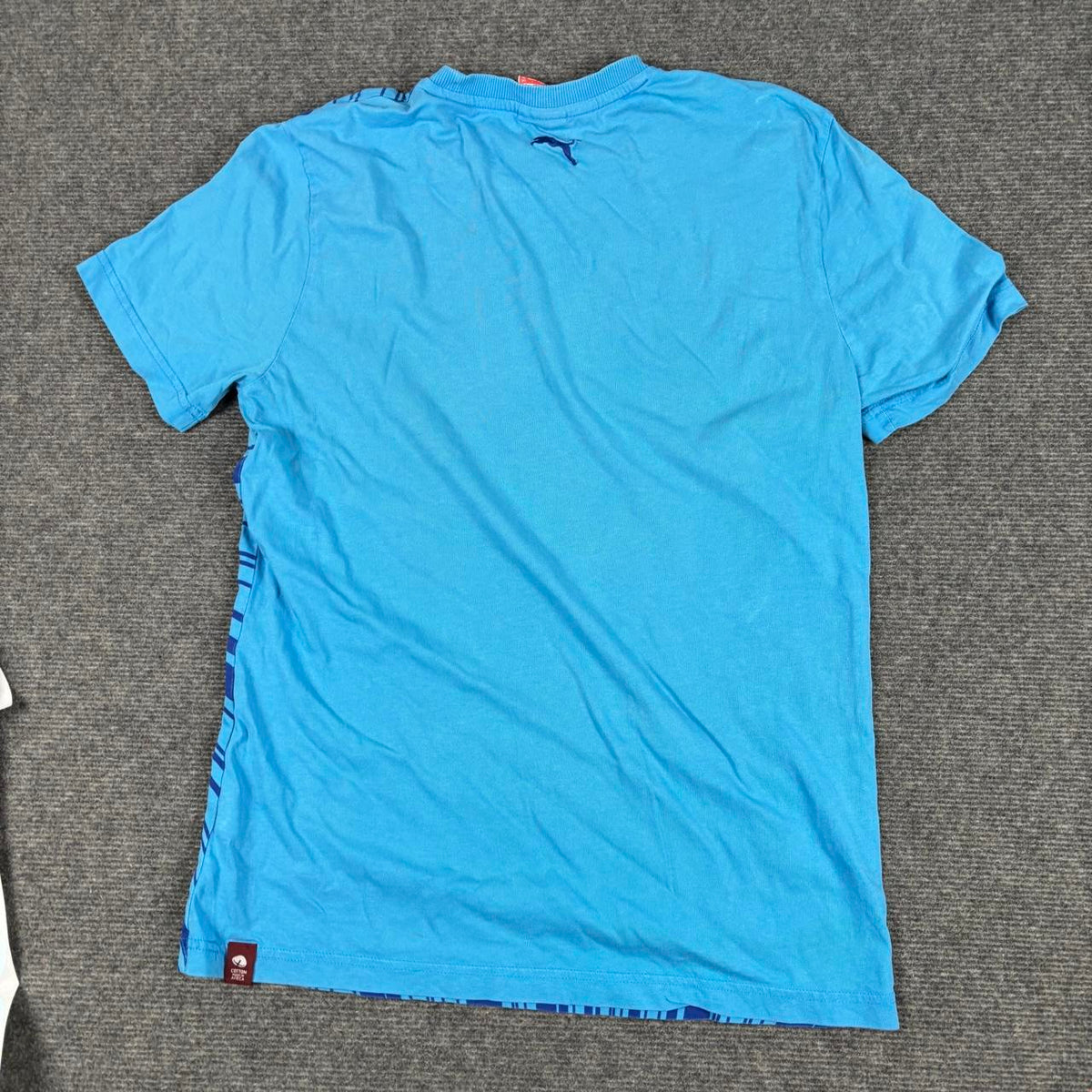 y2k Style Puma T-shirt Women's Medium Blue Shatter Graphic Running Activewear Top