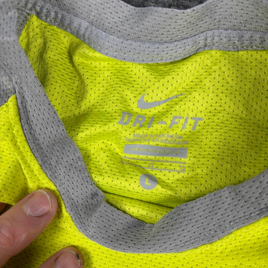Nike Dri-Fit Mesh Activewear Top Women's XS Fluro Green Grey Japanese Stock