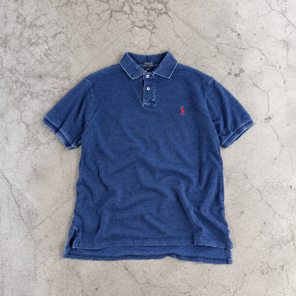Polo Ralph Lauren Polo Shirt Men's XL Blue Denim Textured T-shirt Golf Core