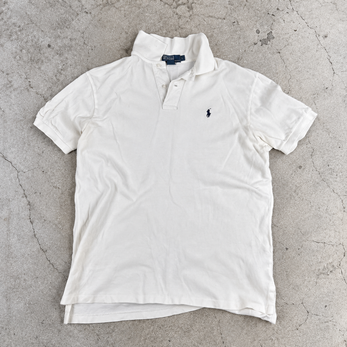 Vintage 90s Polo Ralph Lauren Polo Shirt Men's Large White Navy Small Pony Golf Core Preppy