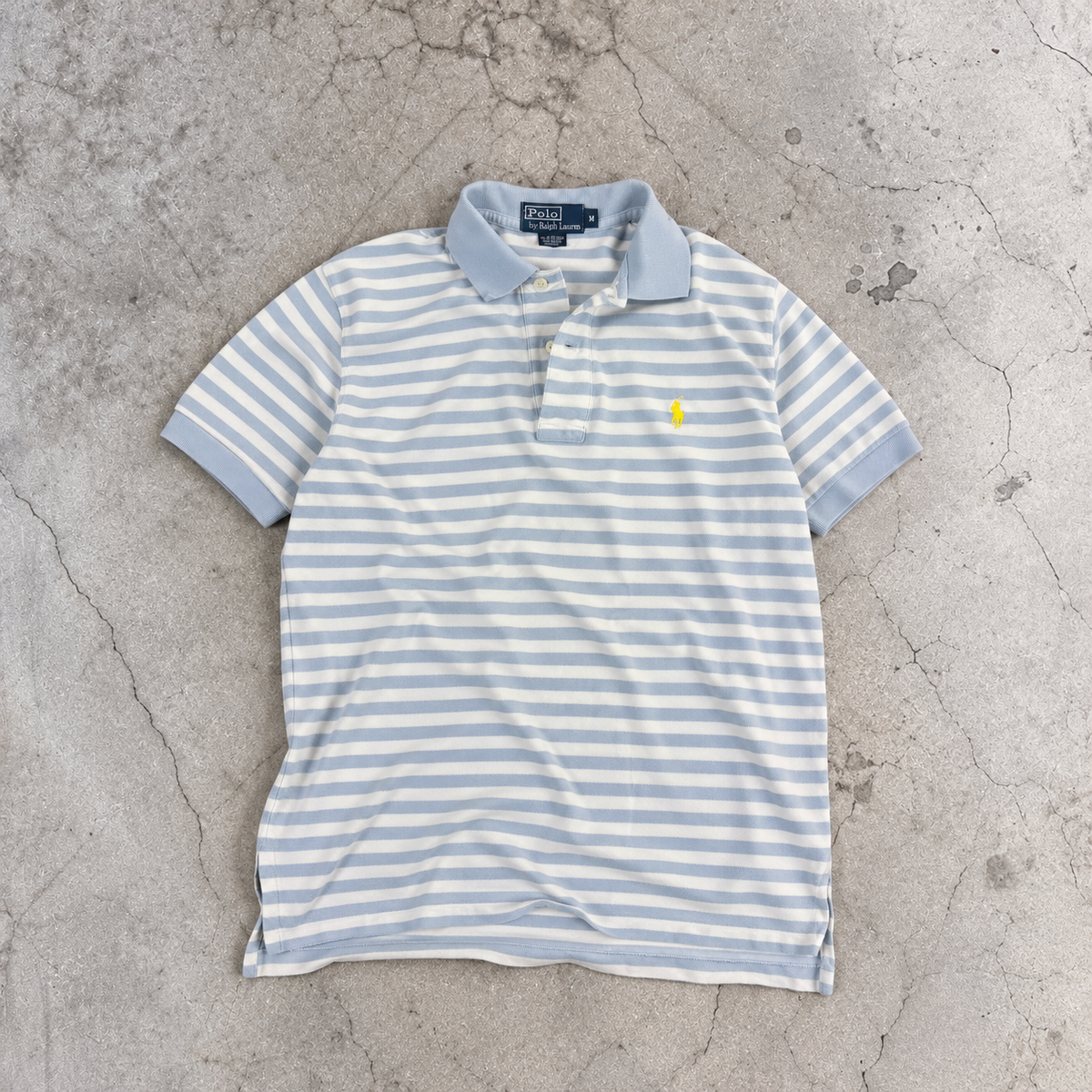 Vintage 90s Polo Ralph Lauren Polo Shirt Men's Medium Striped Small Pony Golf Core