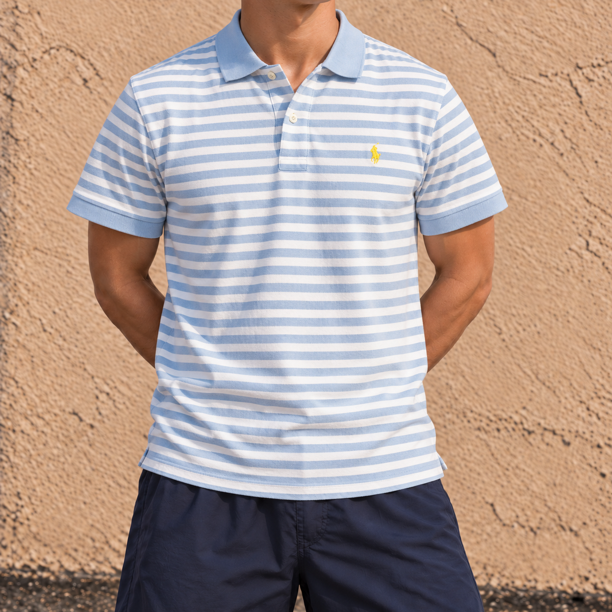 Vintage 90s Polo Ralph Lauren Polo Shirt Men's Medium Striped Small Pony Golf Core