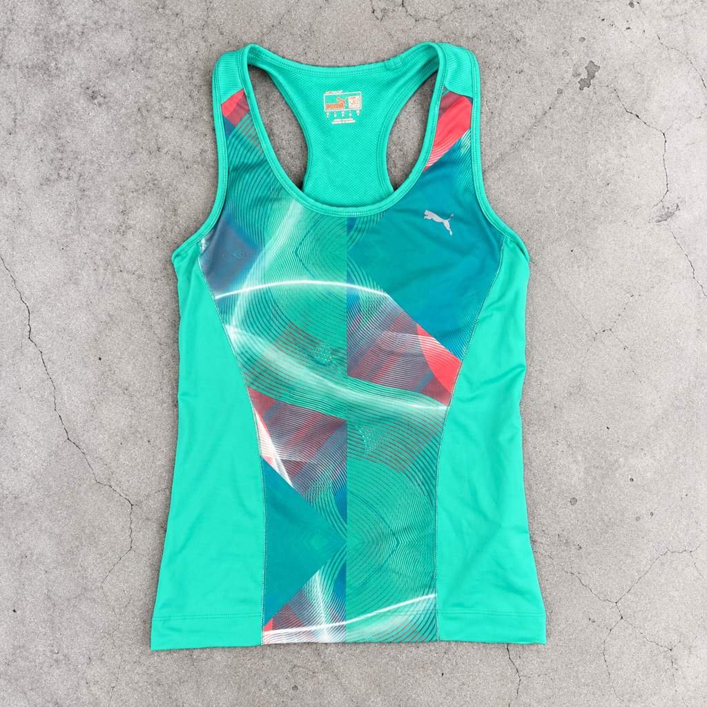 y2k style PUMA Racerback Tank Top Women's XS Green Petite Activewear