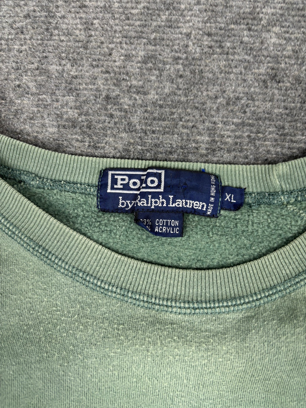 Vintage 90's Ralph Lauren Jumper Men's XL Green Faded Yellow Small Pony Boxy Crew Neck