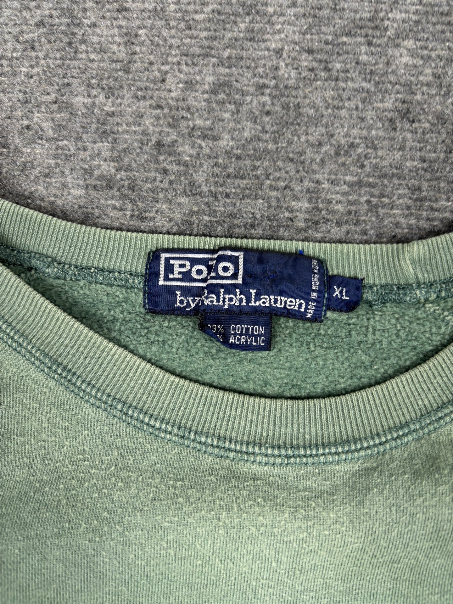 Vintage 90's Ralph Lauren Jumper Men's XL Green Faded Yellow Small Pony Boxy Crew Neck