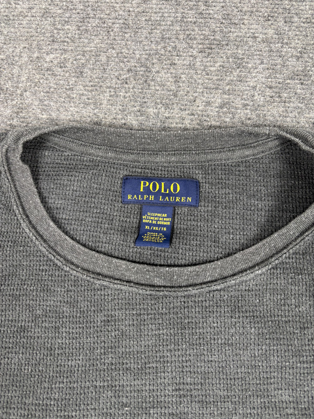 Classic Ralph Lauren T-shirt Men's XL Grey Rugby Bear Long Sleeve Knit Crew Neck