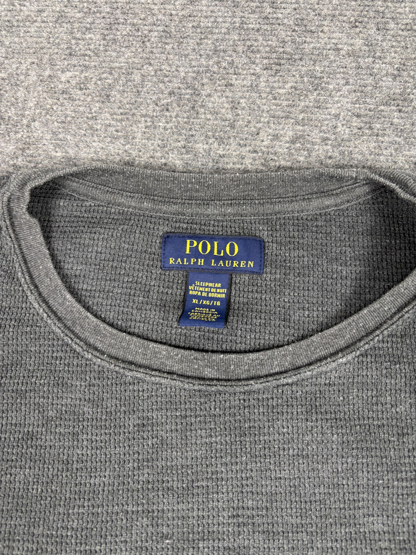 Classic Ralph Lauren T-shirt Men's XL Grey Rugby Bear Long Sleeve Knit Crew Neck