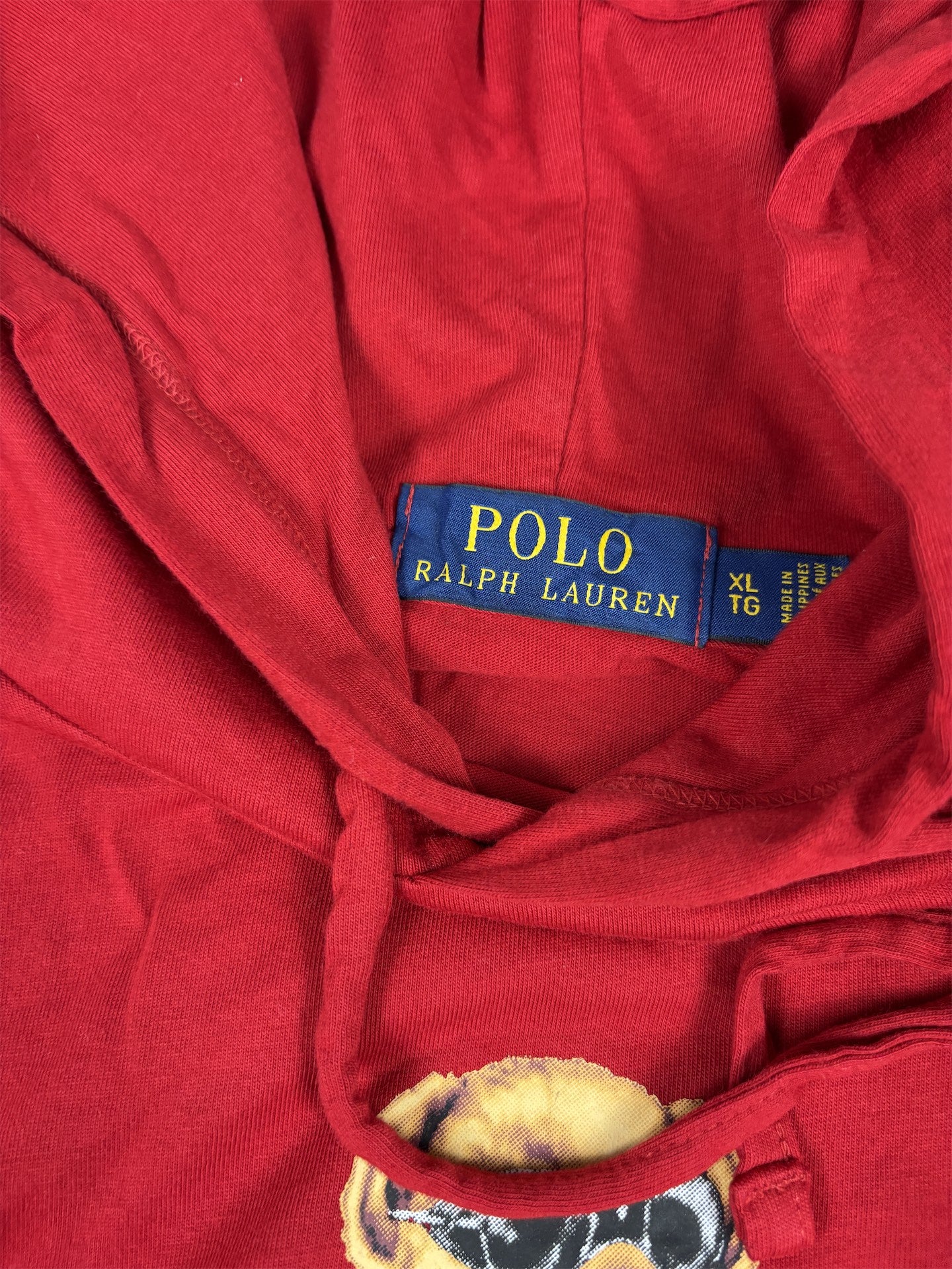 Ralph Lauren Hoodie Men's XL Red Skiing Polo Bear Light Jumper