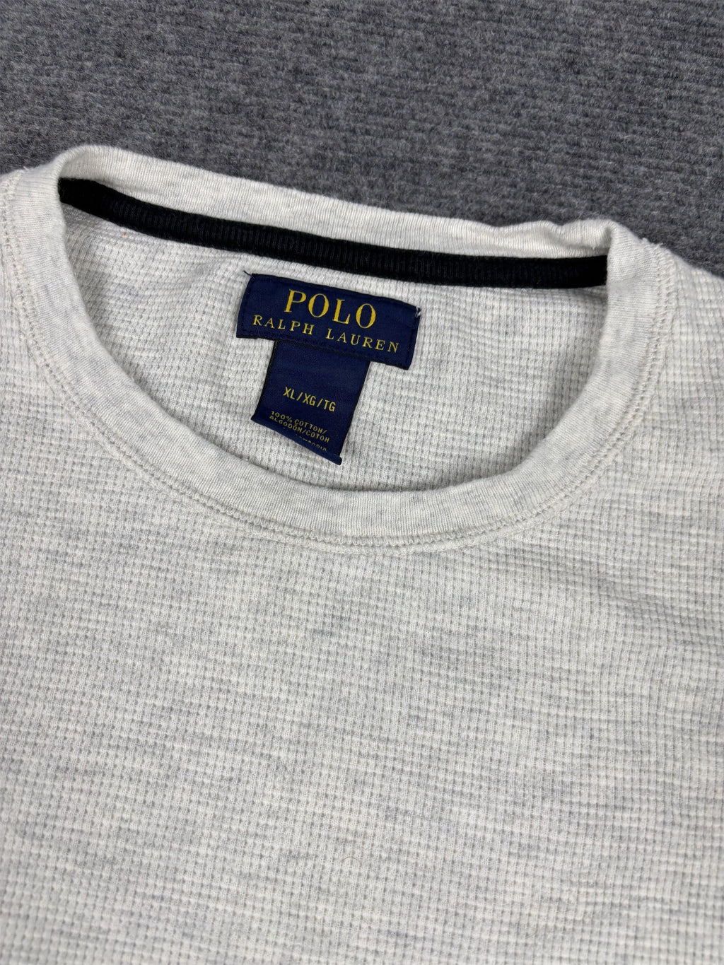 Ralph Lauren Jumper Men's XL Grey Black Small Pony Light Knit Crew Neck