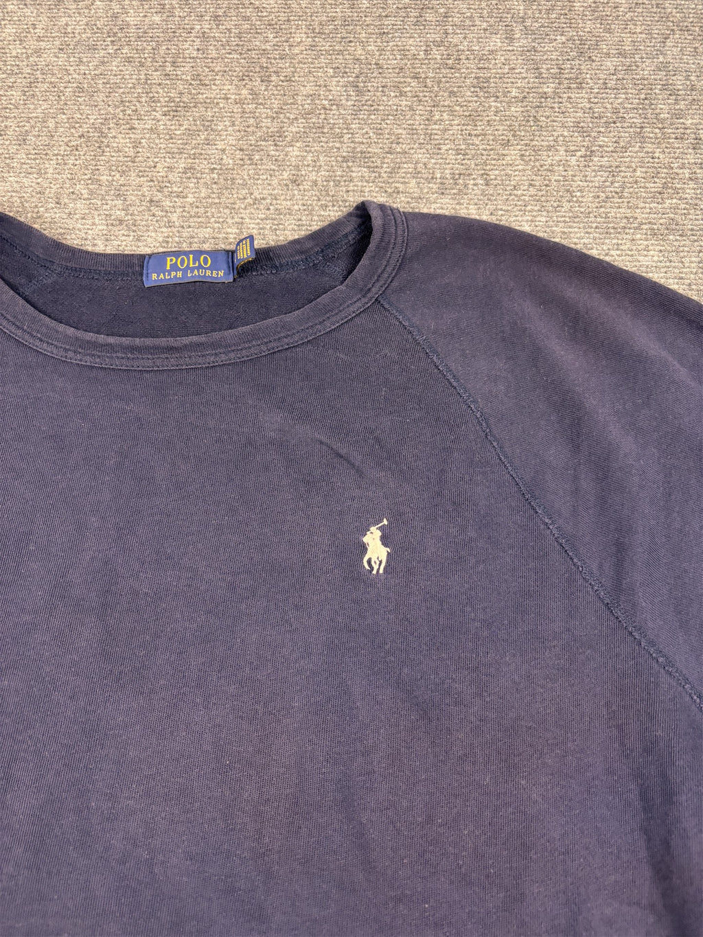 Ralph Lauren Jumper Men's XL Navy Blue White Small Pony Light Sweatshirt Crew Neck