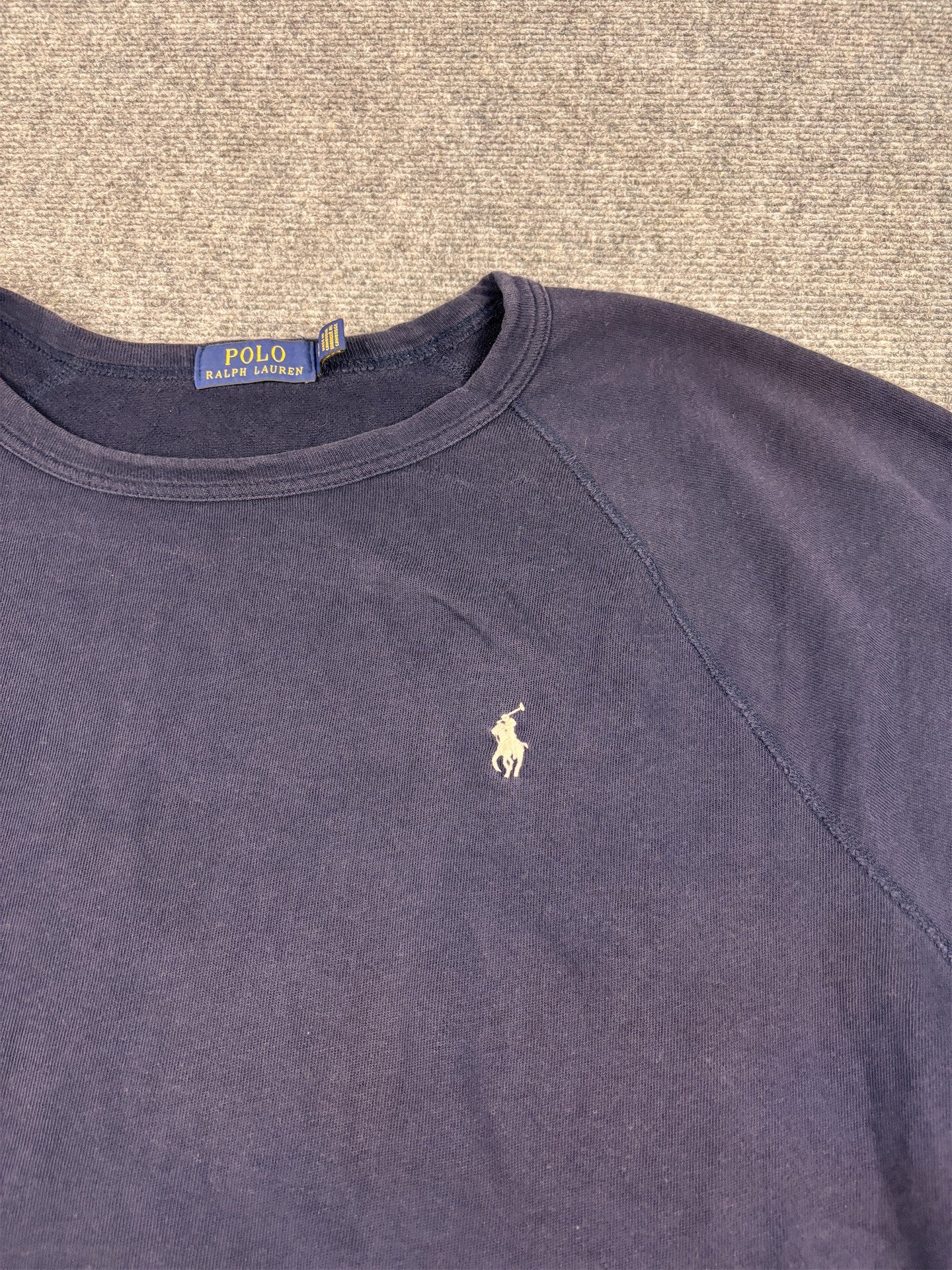 Ralph Lauren Jumper Men's XL Navy Blue White Small Pony Light Sweatshirt Crew Neck