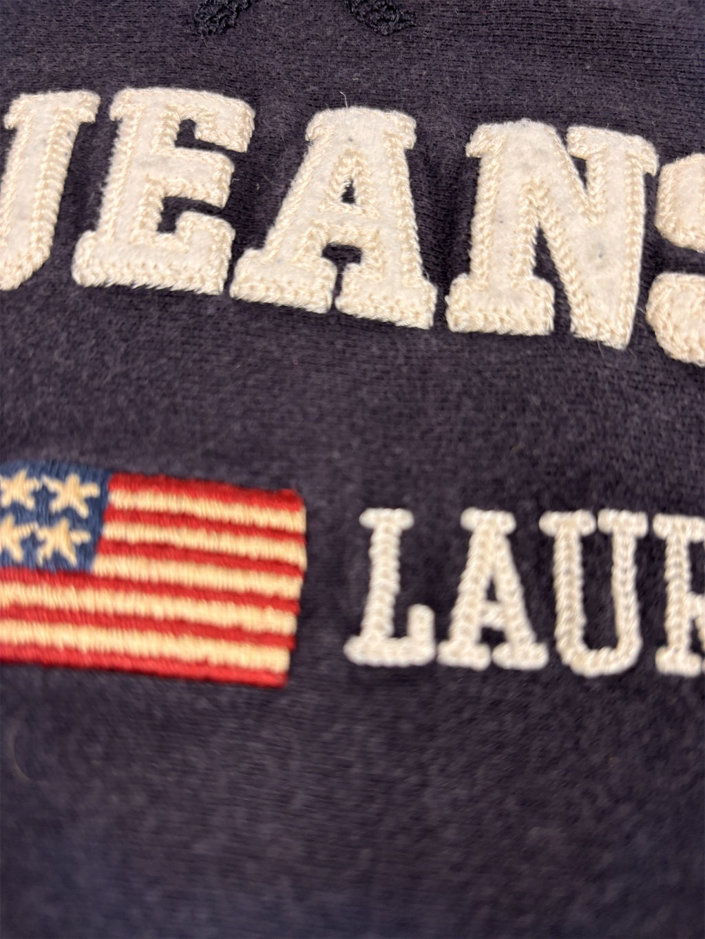 Ralph Lauren Jumper Men's XL Navy Blue Polo Jeans Co Spell Out Logo Sweater Crew Neck