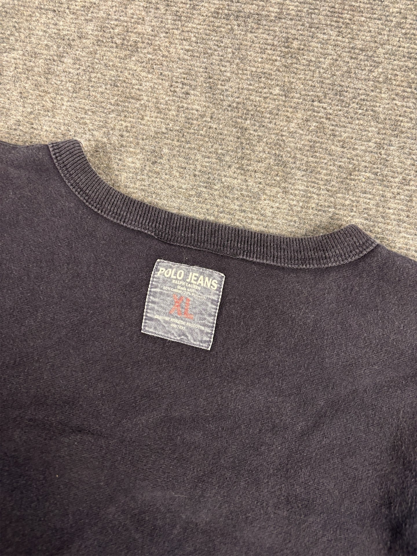 Ralph Lauren Jumper Men's XL Navy Blue Polo Jeans Co Spell Out Logo Sweater Crew Neck