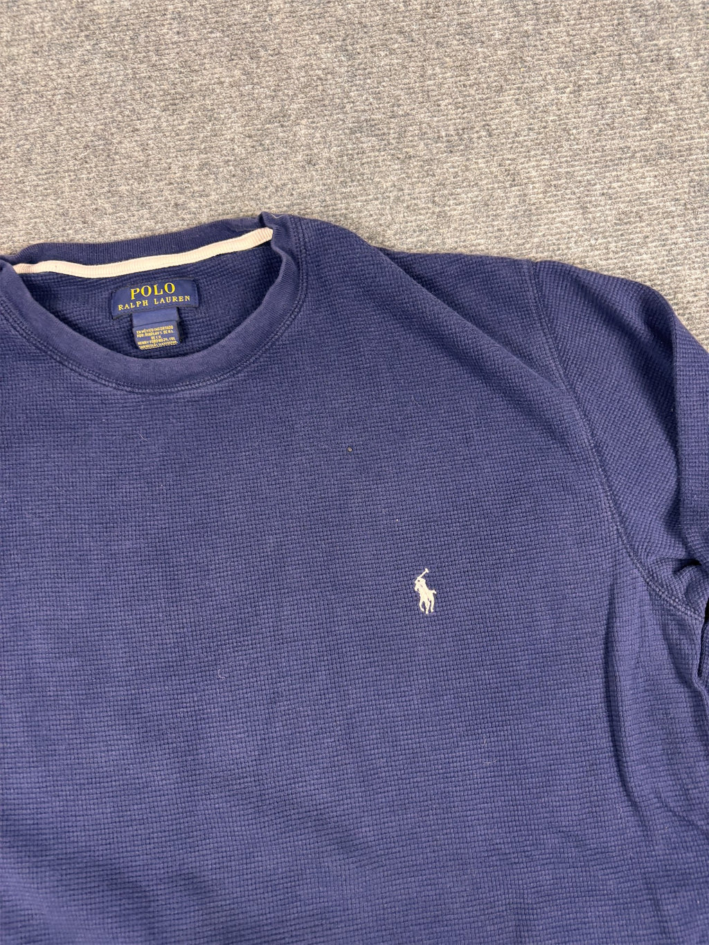 Ralph Lauren T-shirt Men's XL Navy Blue Small White Pony Long Sleeve Knit Crew Neck