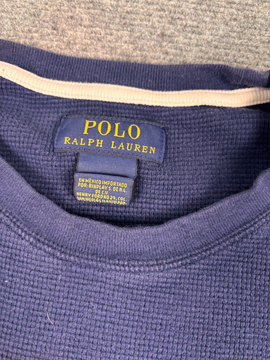 Ralph Lauren T-shirt Men's XL Navy Blue Small White Pony Long Sleeve Knit Crew Neck